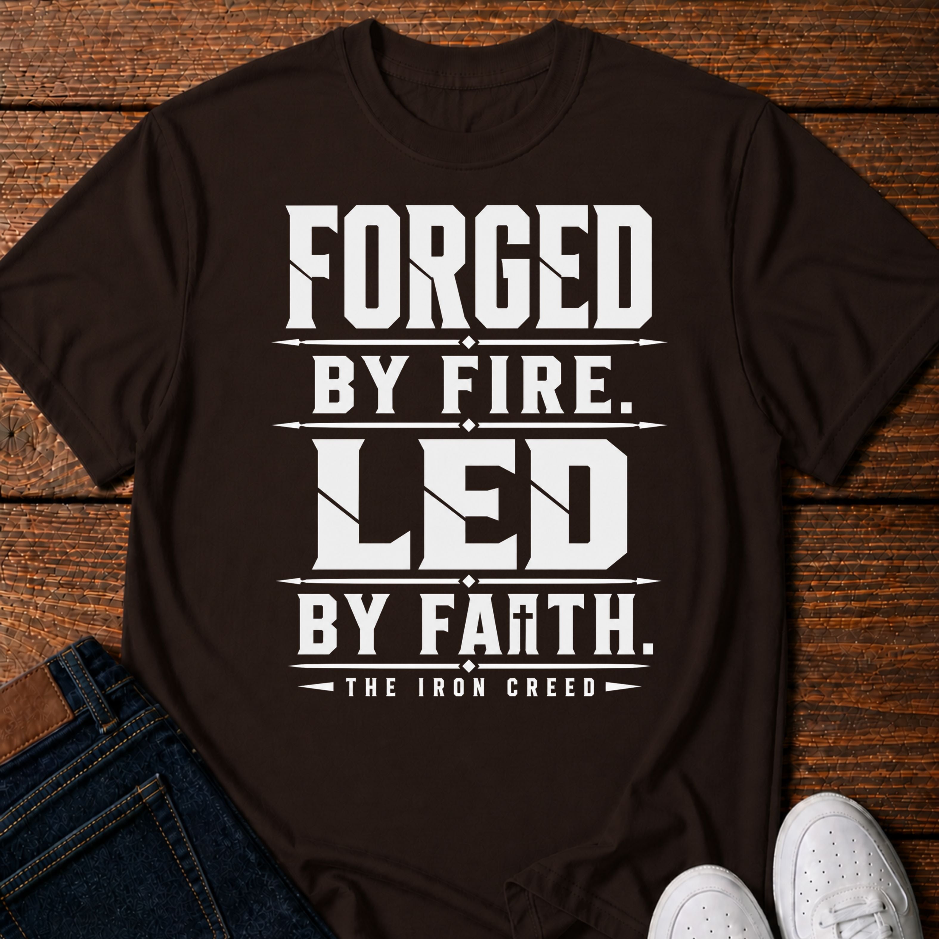 Forged by Fire. Led by Faith T-Shirt